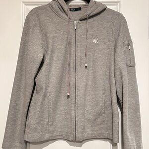 Lauren Ralph Lauren Heather Gray Women's Utility Zip Up Hoodie